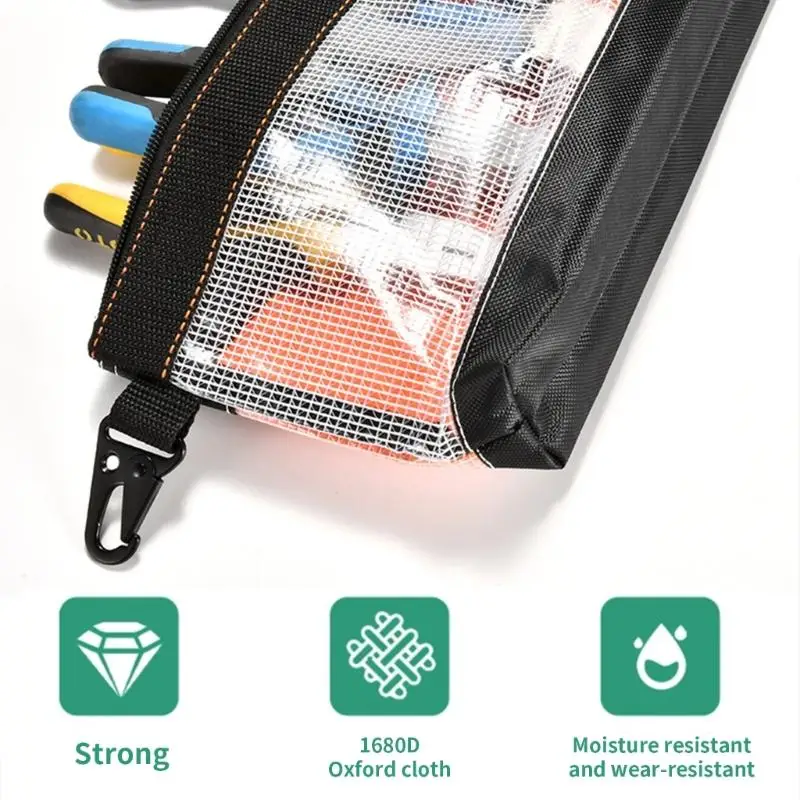 652F Static Proof Transparent Tool Bag Waterproof Oxford Smooth Zipper Portable Use