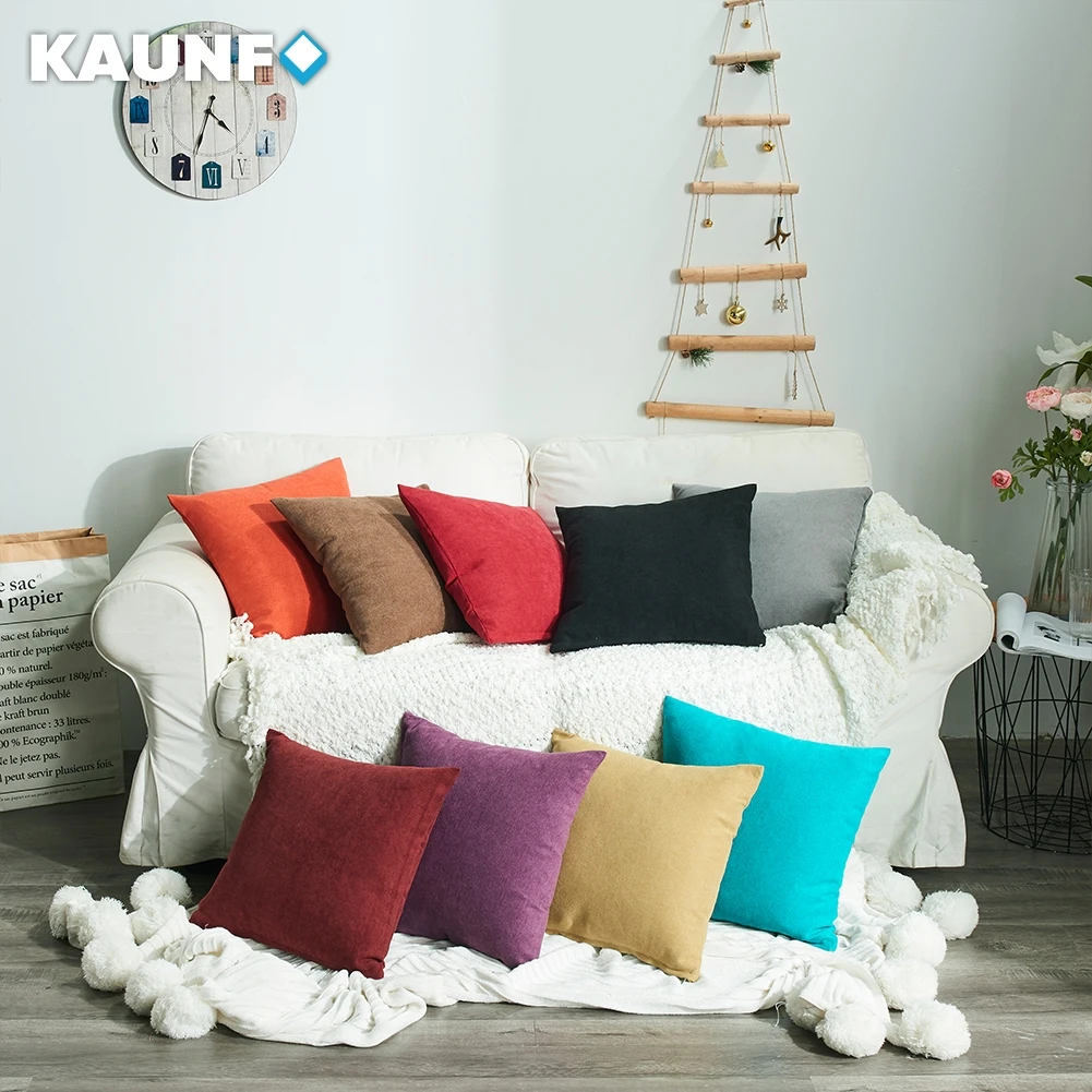 

KAUNFO Solid Pillow Cases Throw Pillow Case Decorative Pillowcases Cushion Covers for Sofa Living Room Home Decoration