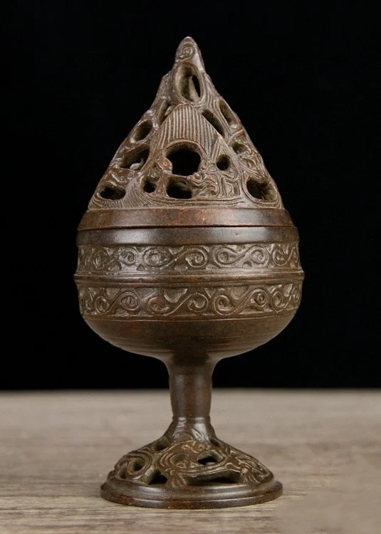 

Copper Boshan Ancient incense burner household offering Xiaoxuan pattern ornament