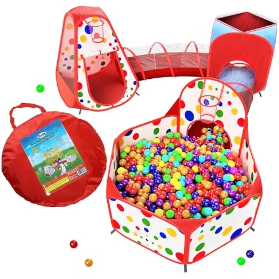 

Playz 5-Piece Play Tents Crawl Tunnels and Ball Pit Popup Bounce Playhouse Tent with Basketball Hoop for Indoor and Outdoor Use