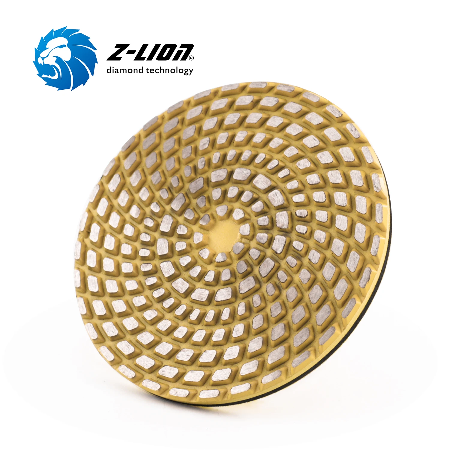 Z-LION 5 Inch Diamond Polishing Pad Sintered Metal Bond Hook And Loop Grinding Disc Wet Use For Concrete Diamond Abrasive Tool