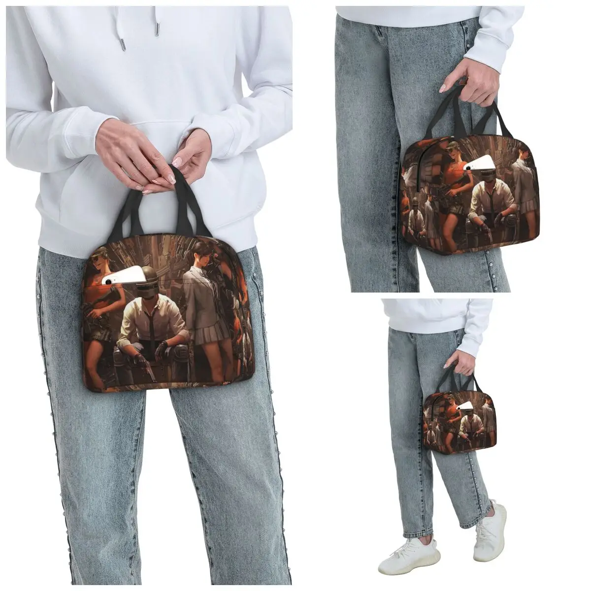 Pubg Battlegrounds Shooting Game Insulated Lunch Bag for Women Office Cooler Thermal Food Box Tote Lunch Boxes Container