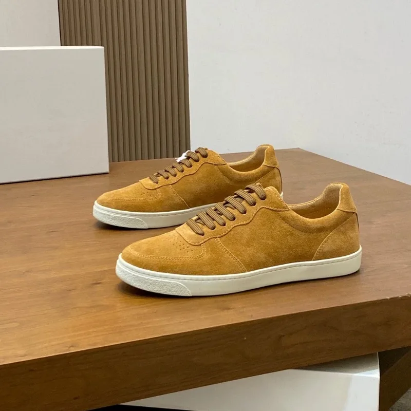2026 New Fall Men's Full Grain Genuine Leather Sneakers Lace Up Round Toe Lightweight Comfortable Versatile Casual Board Shoes