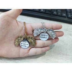 Nextvance Custom Necklace Sunflower Openable Double Layer Engraving Name Text Pendant Personalized Alloy For Women Jewelry Gifts