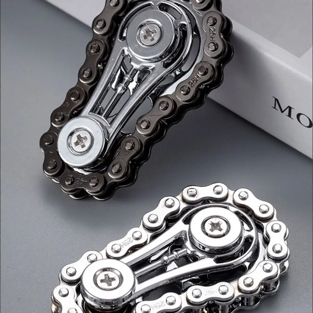 Chains Gear Fingertip Gyro Mechanical Gyroscope Spinning Top Hand Spinner Chain Gear Fingertip Sprocket Metal