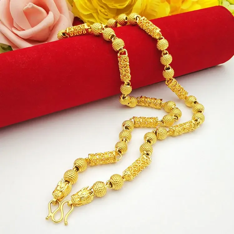 Boss style 999 real gold necklace 24K chain domineering 60 cm suitable for men and women