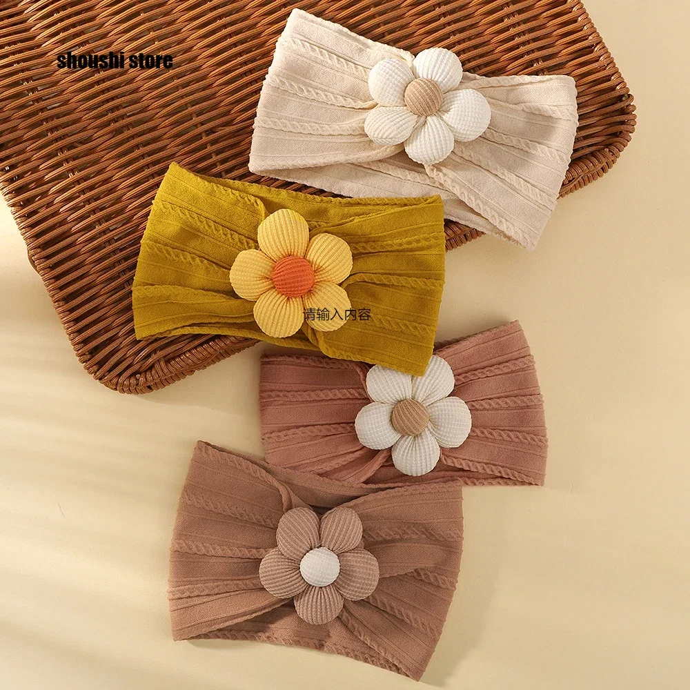 

1Pc Baby Nylon Headscarf Astique Suitable Newborn Girl Flower Handmade Headband Elastic Hairband Turban Toddler Hair Accessories
