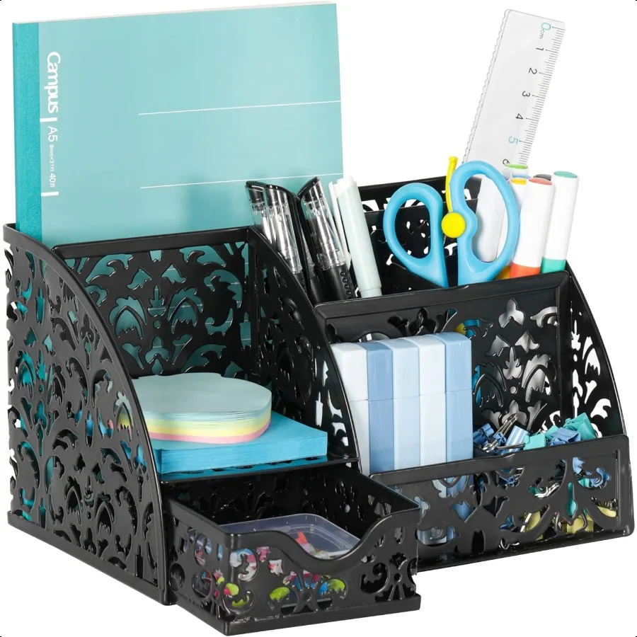 

Настольный органайзер EasyPAG с выдвижным ящиком, 6 отделений, металлическая настольная корзина, декоративные элегантные полые подушечки с защитой от царапин