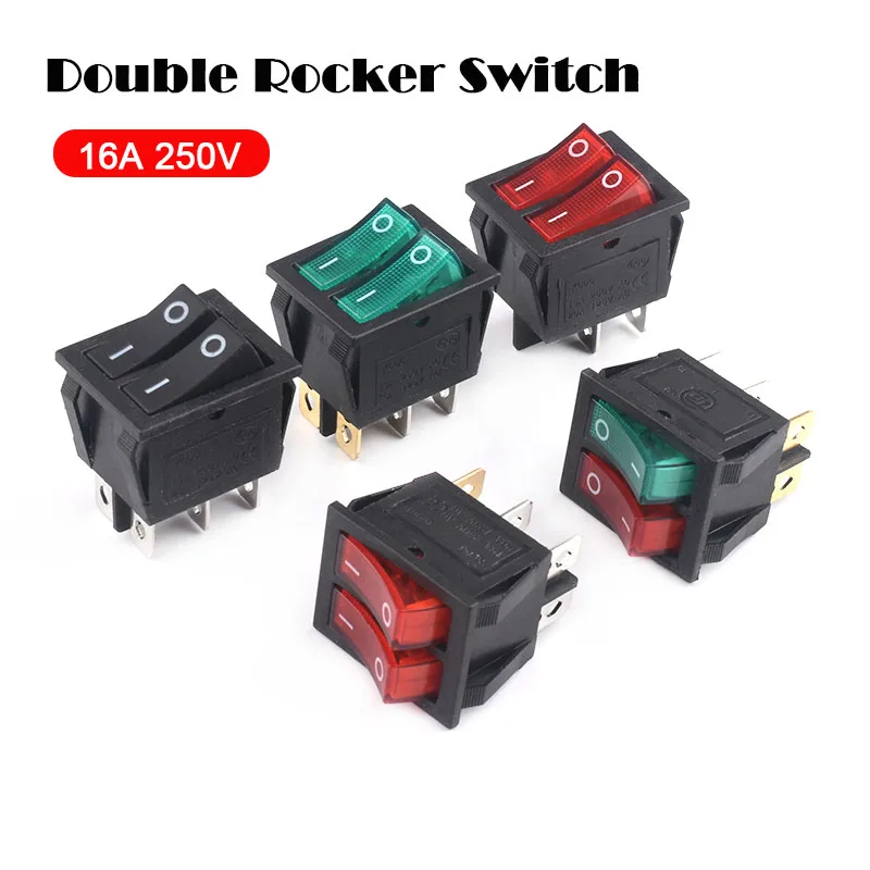 

10Pcs/Lot KCD4-202-6P/4P Black Color Double On-Off Size 31*25 Rocker Switch