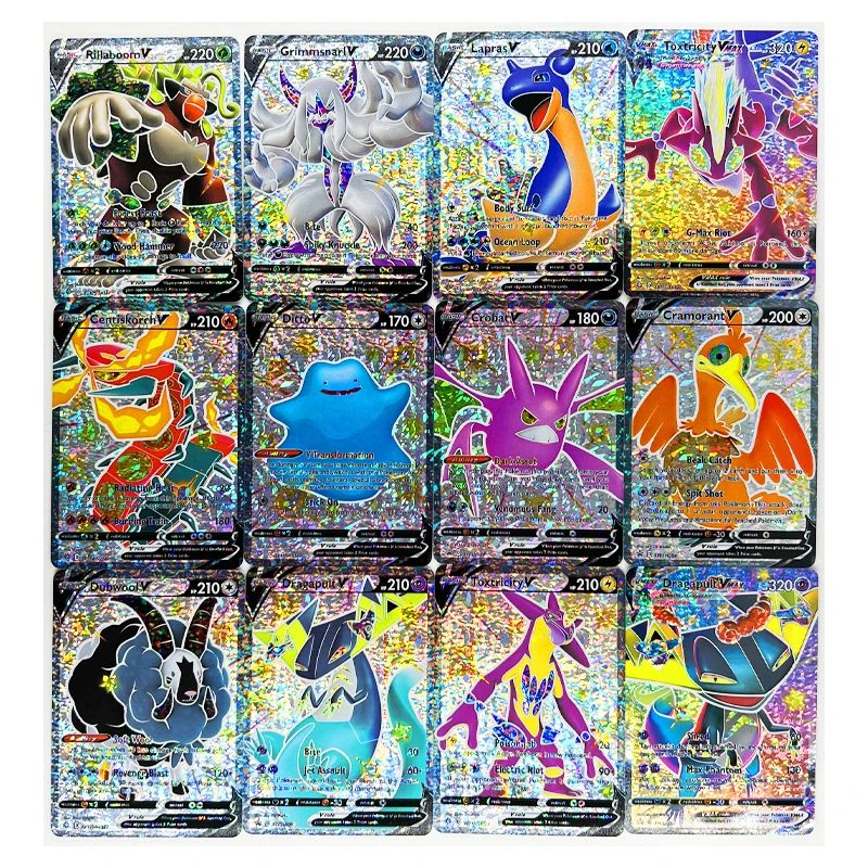 53Pcs Ptcg Gx Pokemon Refraction Charizard Greninja Replica Diamond Glitter Gauze Glitter Cartoon Anime Game Collection Card Toy