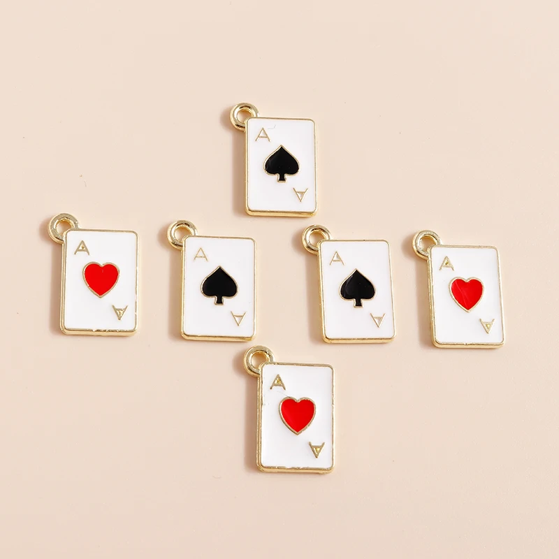 10pcs Poker Game Ace Broadway Poker Charms for Earrings Keychain Bracelet Pendants DIY Jewelry Making Accessories Handmade Craft