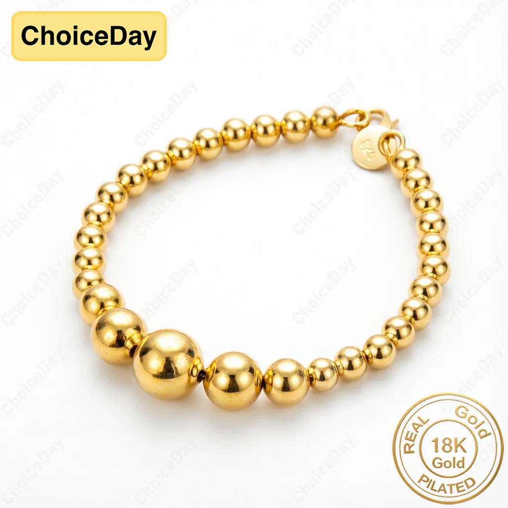 18K Gold Plated Delicate Glossy Beaded Bracelet for Women - Fashionable Gift, Wedding Party Jewelry