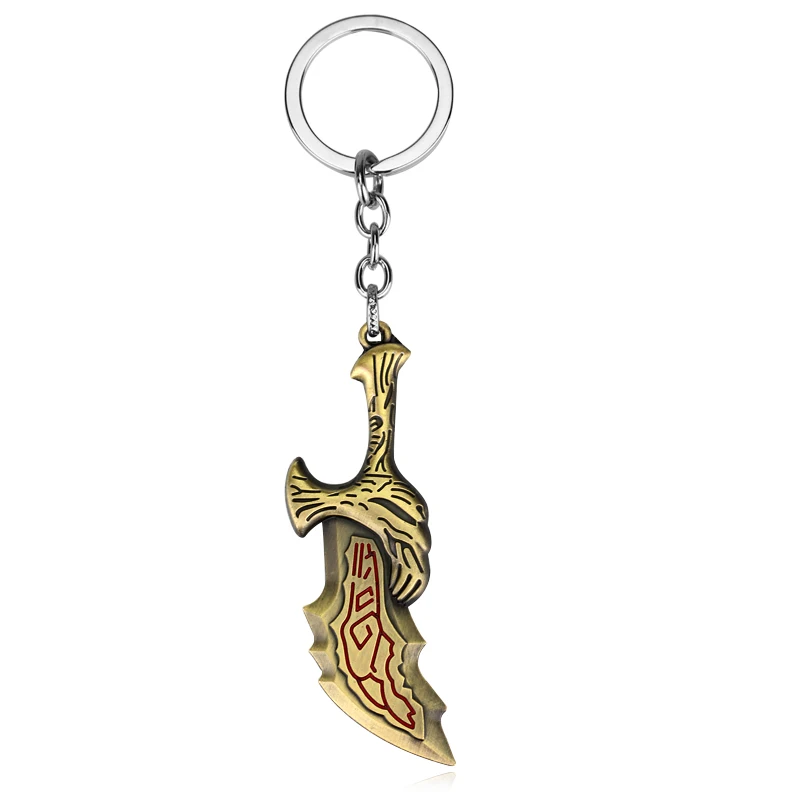 Game God of War 5 Ragnarok Key Chain Kratos Ares Thor's Hammer Blades of Exile Leviathan Axe Weapon Keychain for Men Jewelry