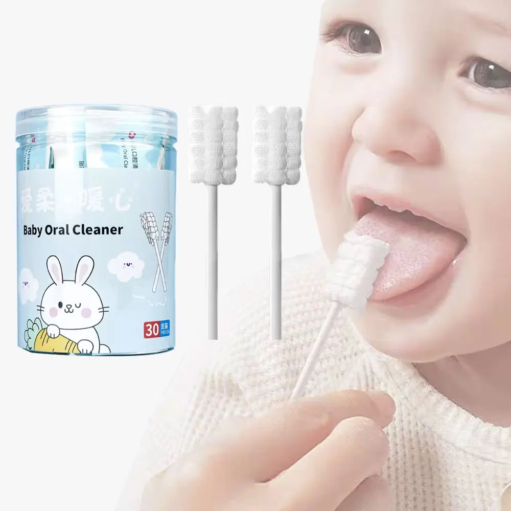 30-300PCS Disposable Baby Tongue Cleaner Newborn Toothbrush for 0-36 Month Clean Mouth Tongue Washing Artifact Gauze Cotton Swab