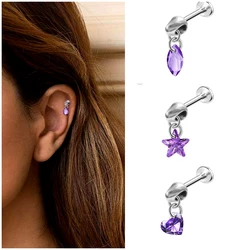 Bullet earrings, titanium alloy water droplet lip studs, body piercing accessories