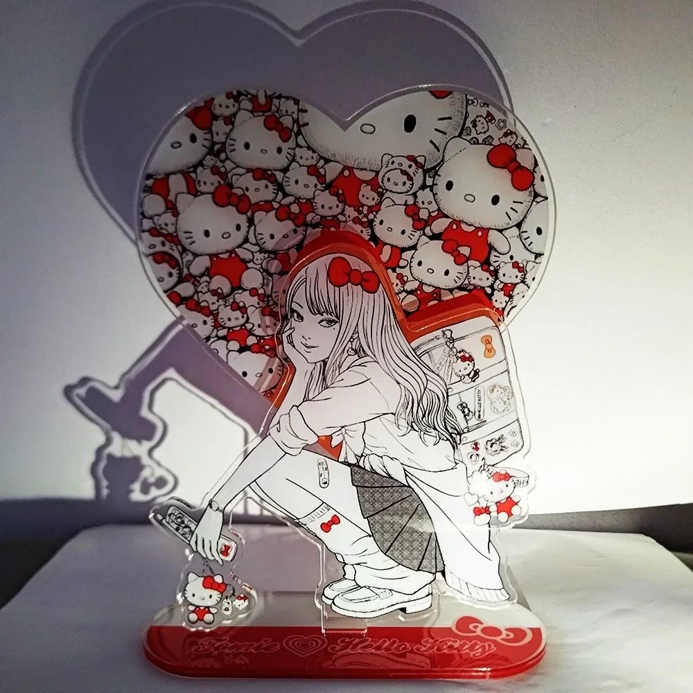 Adorno de Hello Kitty Tomie Junji Ito periférico, decoración creativa de tablero de pie, cara alta, dibujos animados, lindo juguete de escritorio divertido