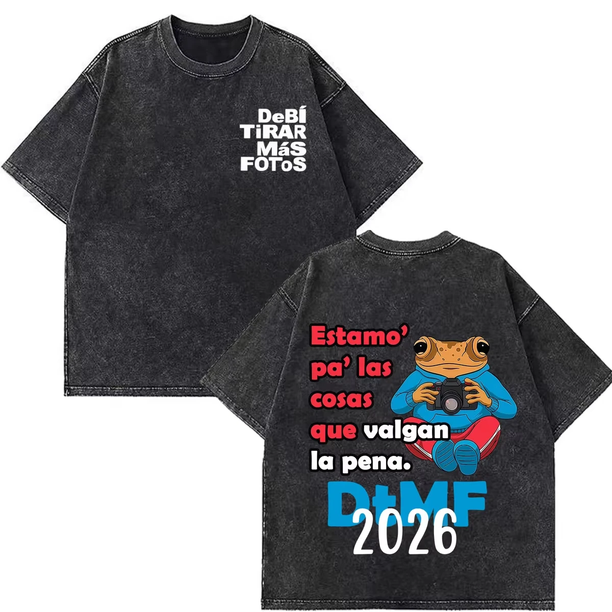 Rapper Bad Bunny Debi Tirar Mas Fotos DTMF World Tour T-Shirt Men Women Retro Washed Cotton Streetwear Fashion Summer New Tee