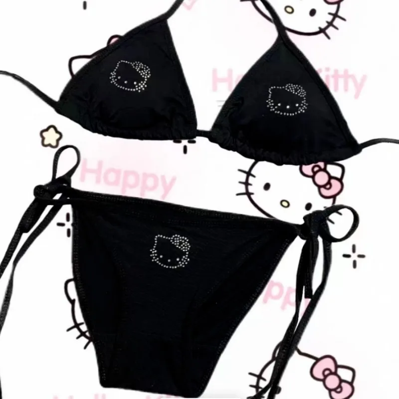 Sanrio Hello Kitty cute swimsuit underwear can be worn outside Y2K kawaii ins suspender bikini sexy cartoon underwear set gift