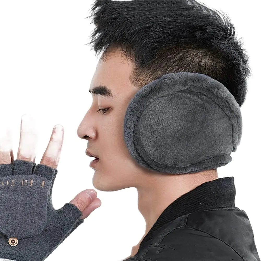 Esqui macio inverno para masculino earflap manter mais quente cor sólida engrossar à prova de vento capa de orelha earcap aquecedores de orelha de pelúcia