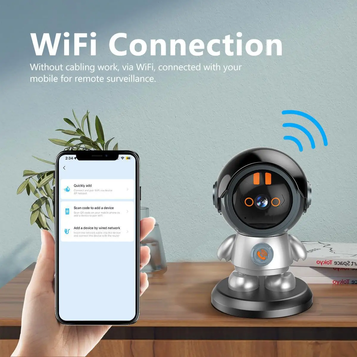 1080P HD WIFI Mini Night Detection Intelligent Home One Click Call Camera Vision Camera Robot Wireless Monitoring Camera Mobile