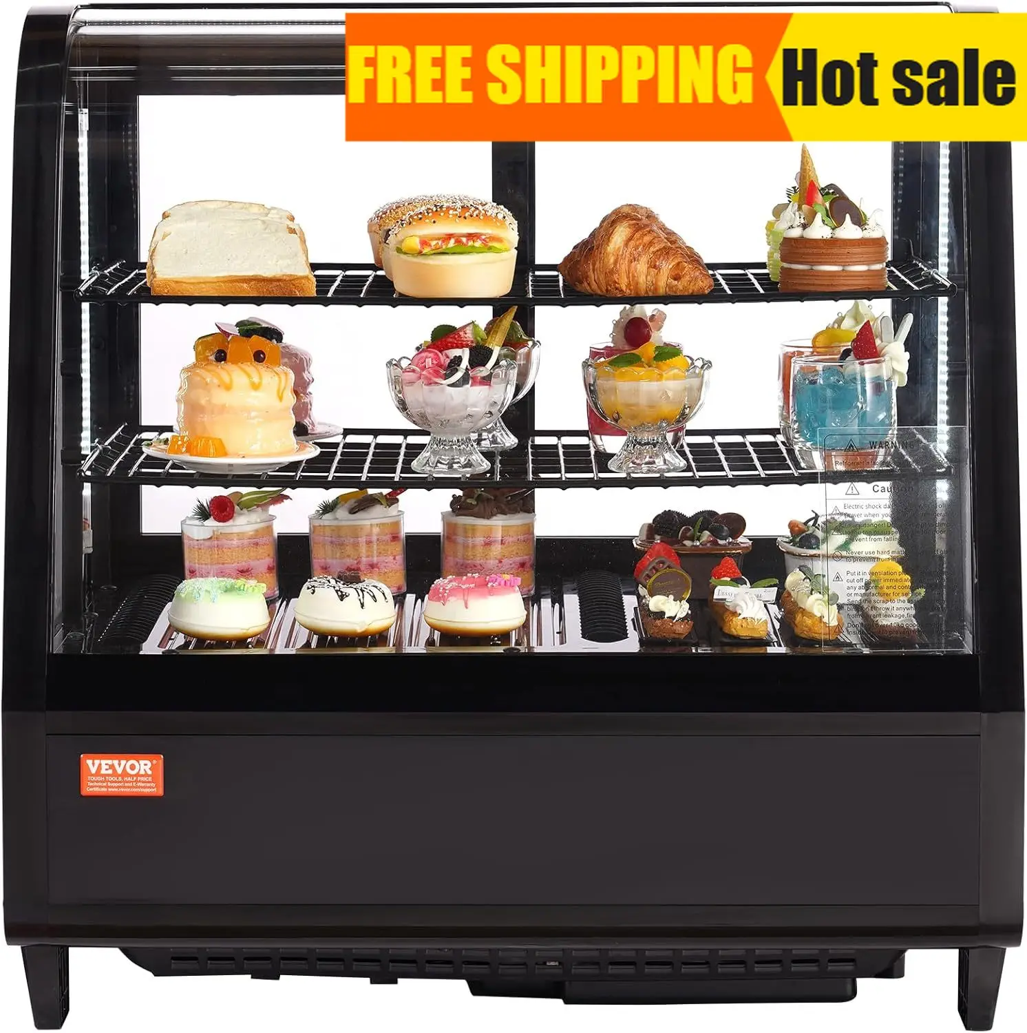 

Refrigerated Display Case 3 5 Cu Ft 100L 2 Tier Countertop Pastry Display Case Commercial Display Refrigerator with LED