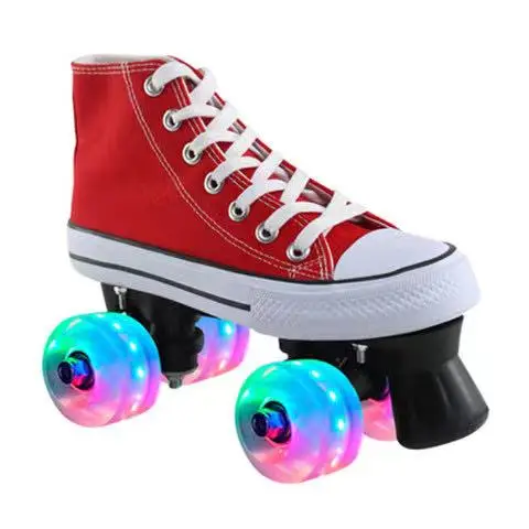 

Unisex Double Row Roller Skates Shoes, Canvas Patines with Four-wheel Quad Inline Training Sneakers, Factory Direct, Hot Sale