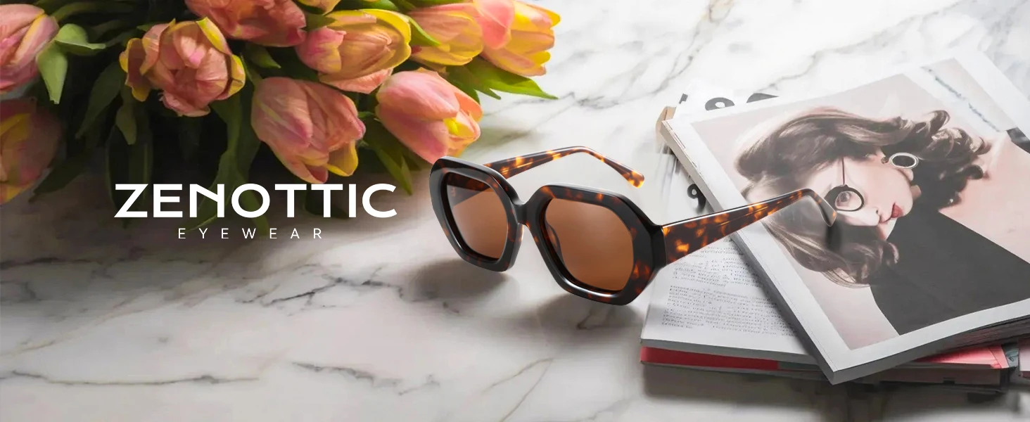 ZENOTTIC Damen-Sonnenbrille, handgefertigt, Acetat-Schmetterling, polarisiert, UV400-Schutz, quadratische Sonnenbrille, Geschenk für den Urlaub – Detail 9