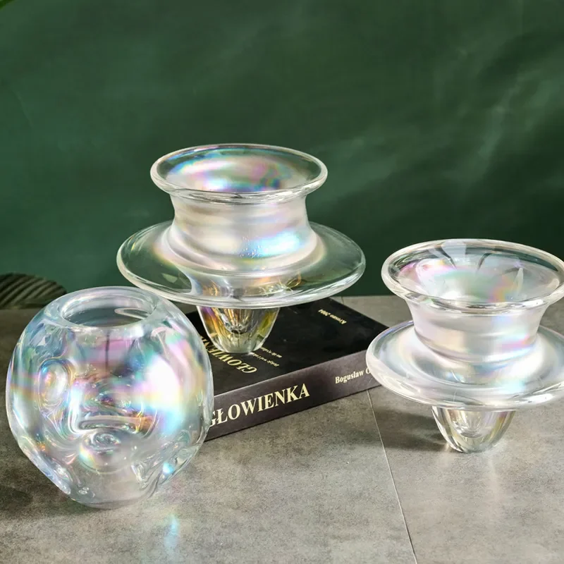 Modern Colorful Crystal Glass Vase Creative Art Home Decor Simple Tumbler Style Office Soft Decoration Unique Design Piece
