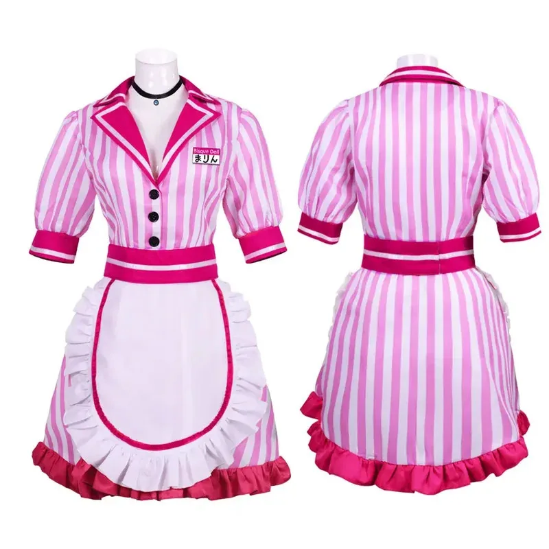 Anime meu up querido kawaii café garçom vestido de empregada marin kitagawa cosplay trajes doce menina uniforme feminino festa outfitsx;8's,