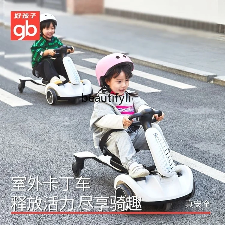 Children's electric kart electric balance car charging can seat children, men and women drift