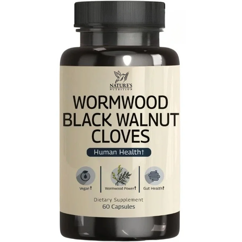 Wormwood Black Walnut Clove Capsules 60 Count, 3-in-1 Herbal Blend Vegan Non-GMO Supplement for Gut Support Daily Wellness