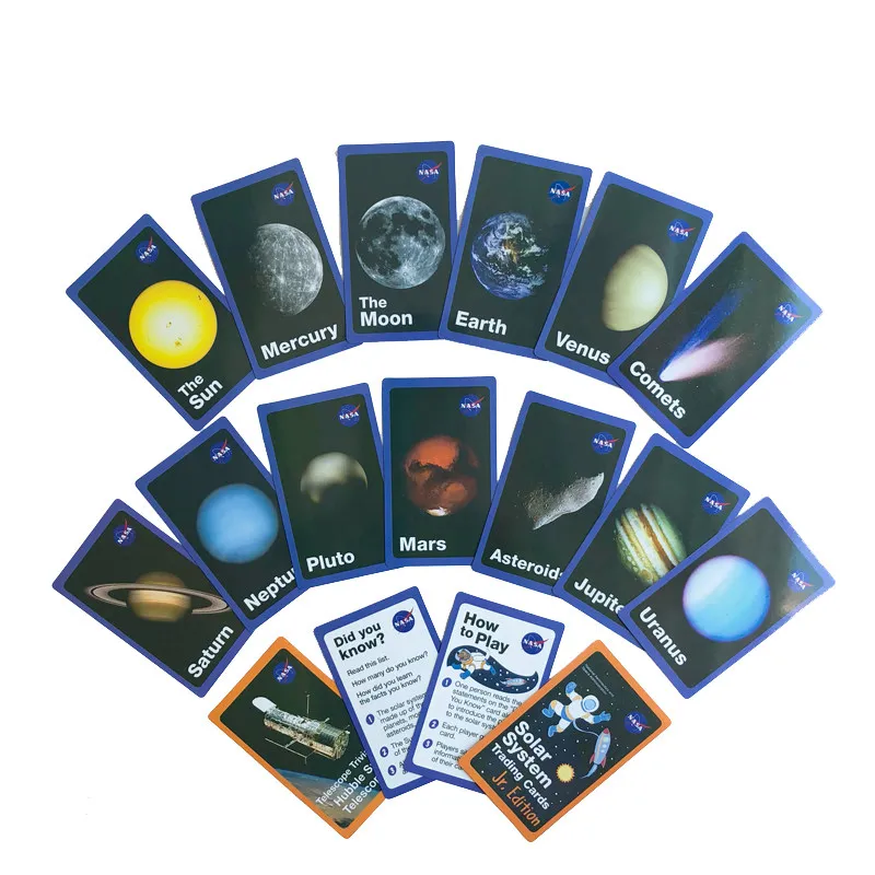 15Pcs The Solar System English Flashcards for Kids Baby Double Sided Space Planets Astronomy Science Educational Learning Cards