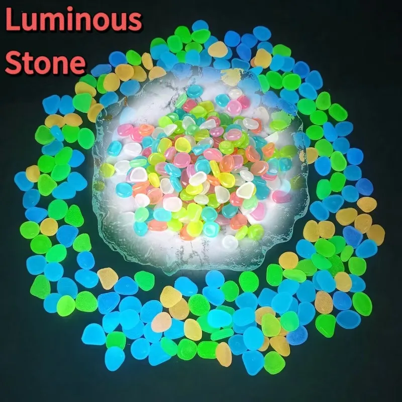

100-300pcs Luminous Stone Fluorescent Gravel Pebbles Aquarium Fish Tank Garden Decoration In The Dark Glowing Stones