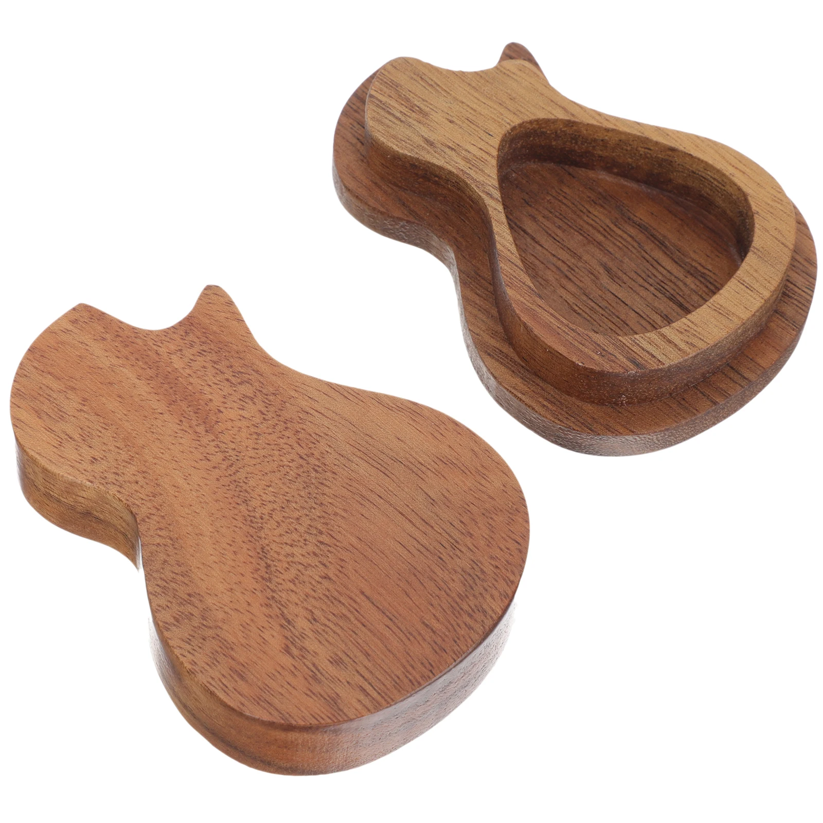 

Pick Storage Box Guitar Shaped Plectrum Holder Bass Wooden Case and Pocks Picks Container Holders Display