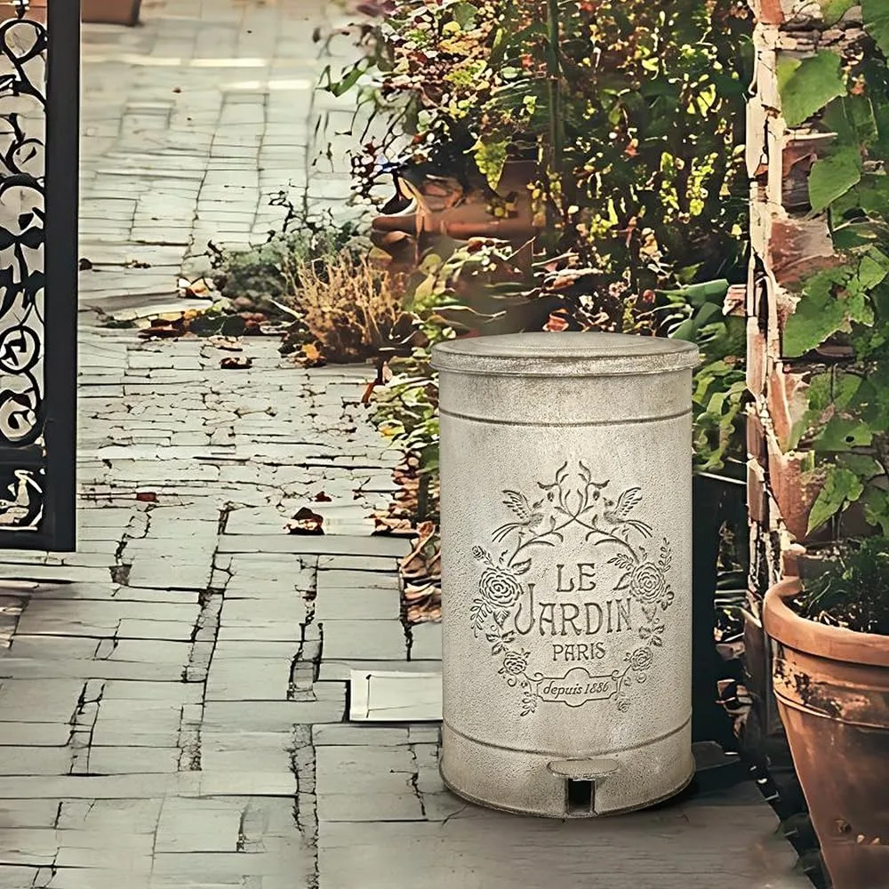 Bote de basura de metal comercial para exteriores con pedal, capacidad de 15 l/4 galones, ideal para centros comerciales y oficinas