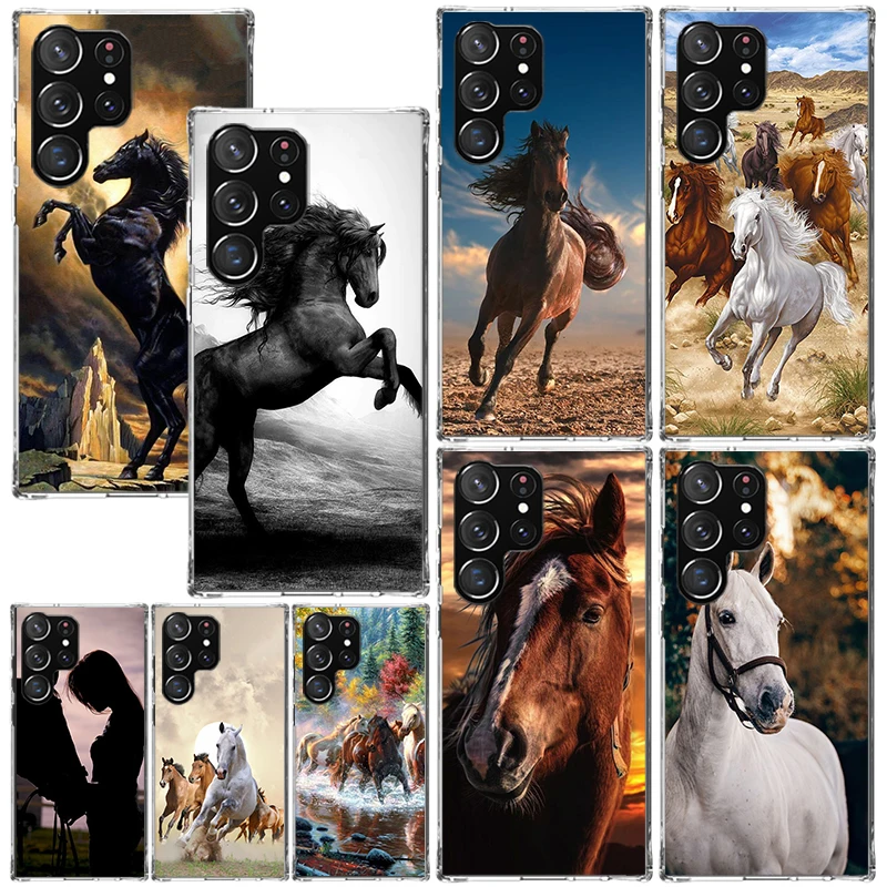 Horse Great Beauty Galloping Phone Case For Samsung Galaxy S24 S23 S22 S21 Fe S20 Ultra S10 S9 + S8 Plus S10E Art Fundas Back Co