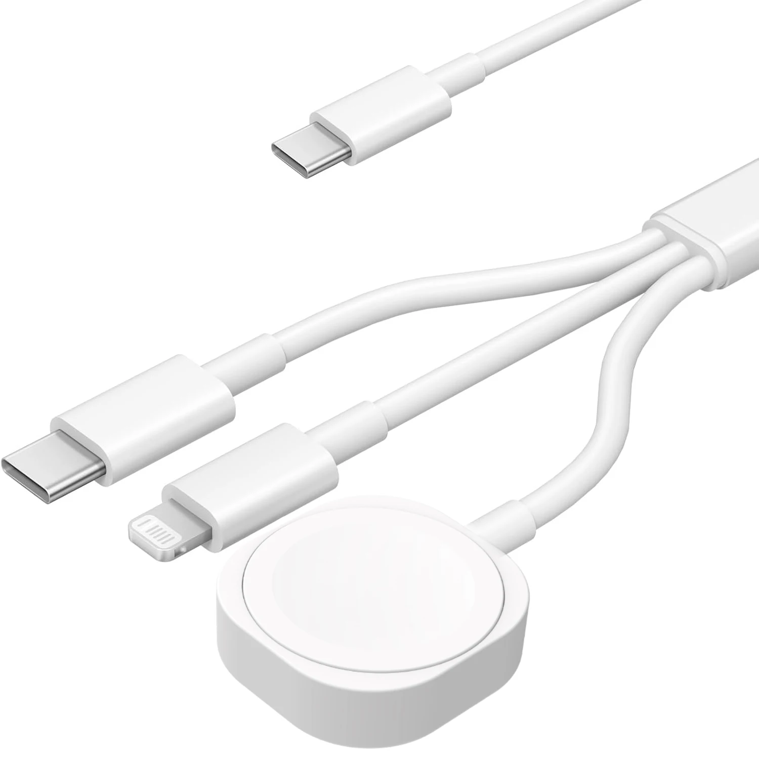 3 in1 Charging Cable for Mobile Phones with Lightning Input USB-C/A Wireless Charger for iPhone12~16 Series for1-10 SE1-2 Ultra