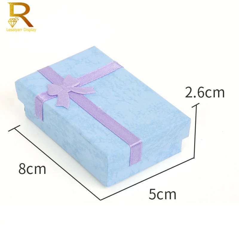 24 Stück hochwertiges Papier-Ring-Halsketten-Set, Schmuck, Halskette, Ohrringe, rechteckiges Paket, Geschenkbox, 5 x 8 x 2,5 cm