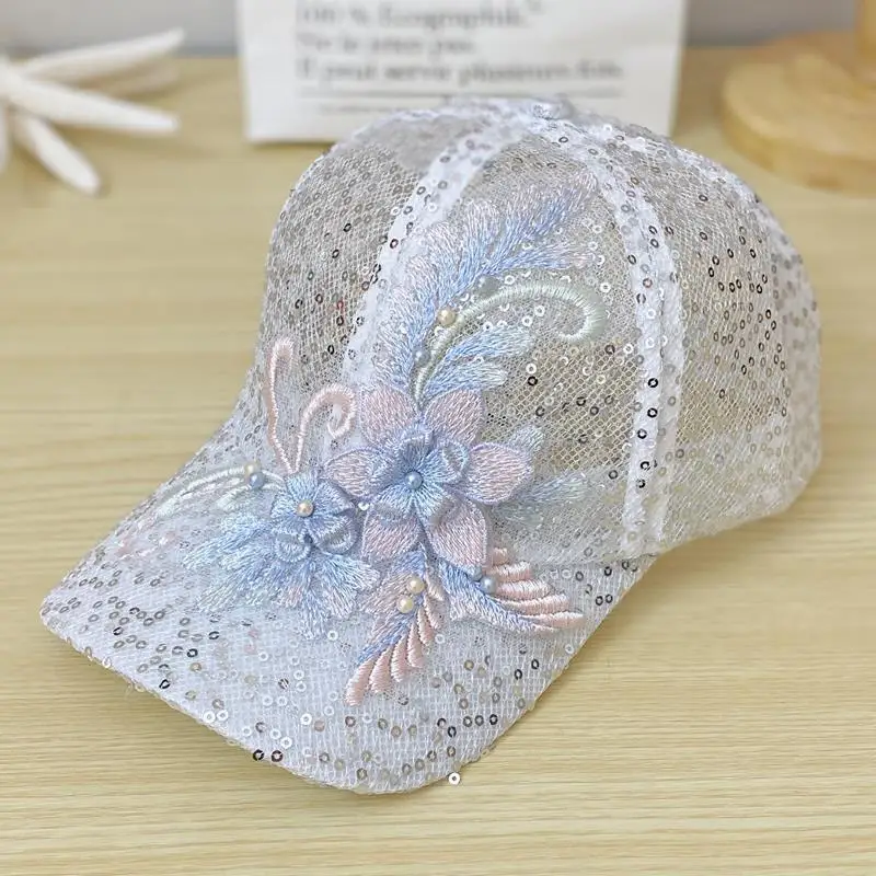 New Fashion Women Cap Flower Pendant Baseball Cap Female Outdoor Adjustable Streetwear Summer Trucker Hat