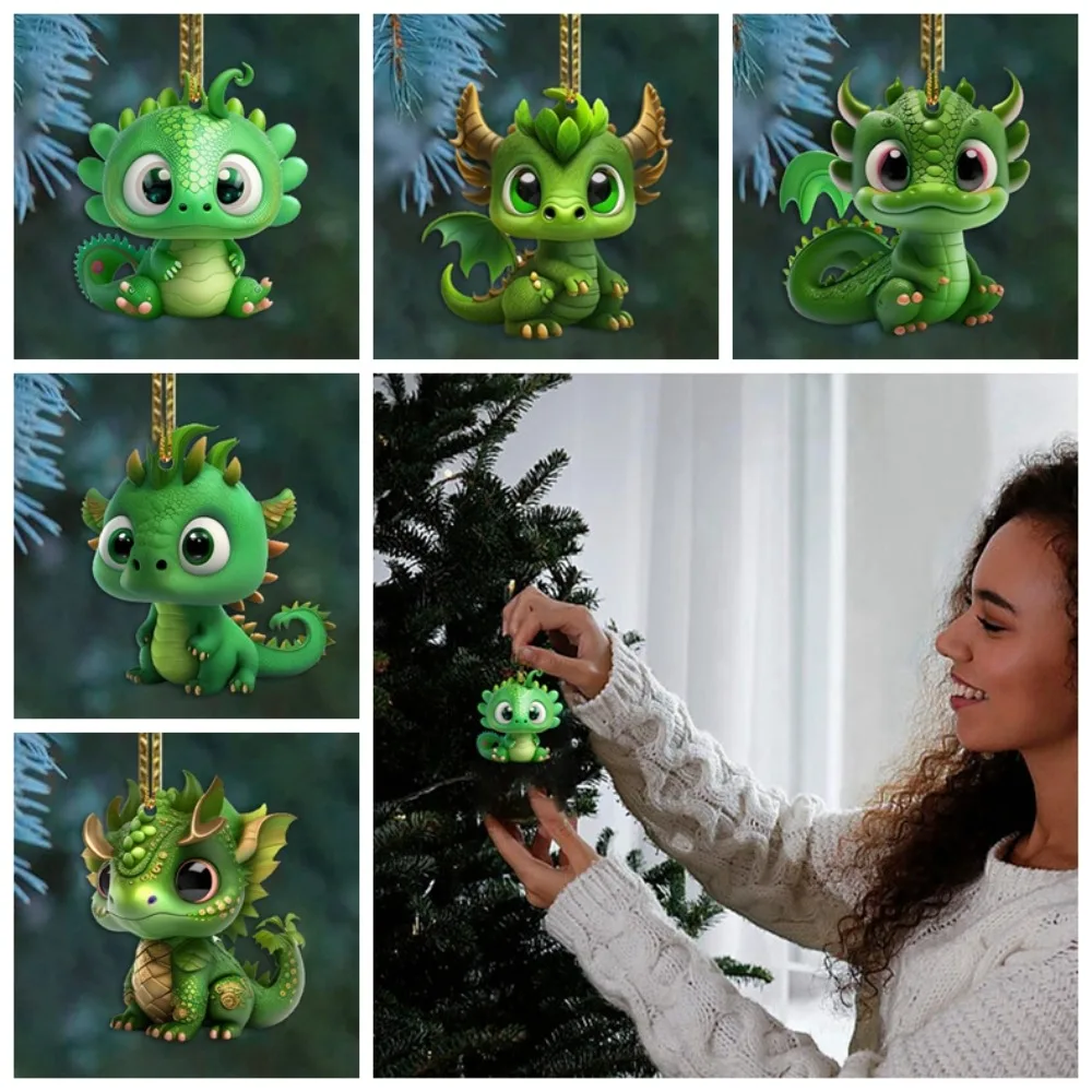 Green Dragon Christmas Tree Dragon Pendant Fly Dragon Baby Xmas Party Decor Dragon Baby Cartoon Doll Creative Animation