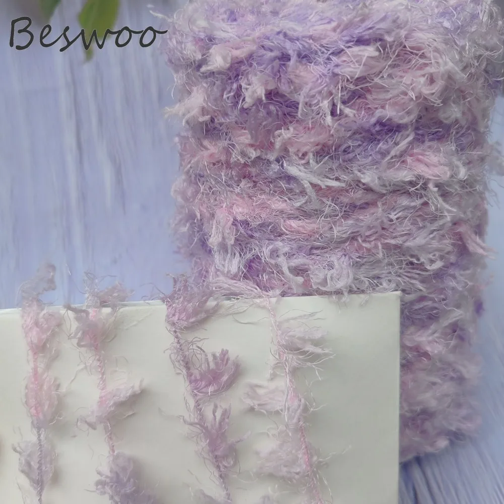 250g Rainbow Fancy Feather Popcorn Yarn for Knitting Crochet Mixed Yarn Decorative Yarn Sweater Scarf Bag DIY Craft