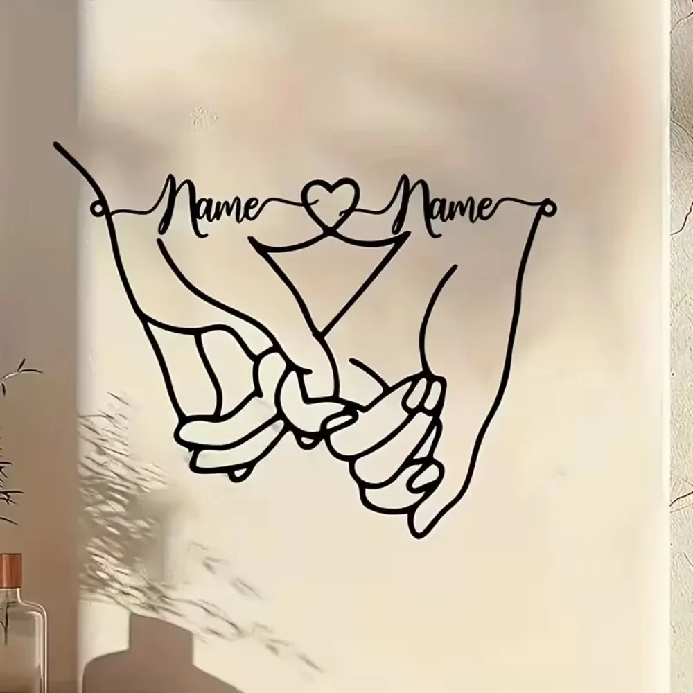 CIFBUY Art mural en métal en forme de cœur personnalisé pour couple, sculpture de nom personnalisée, décoration suspendue