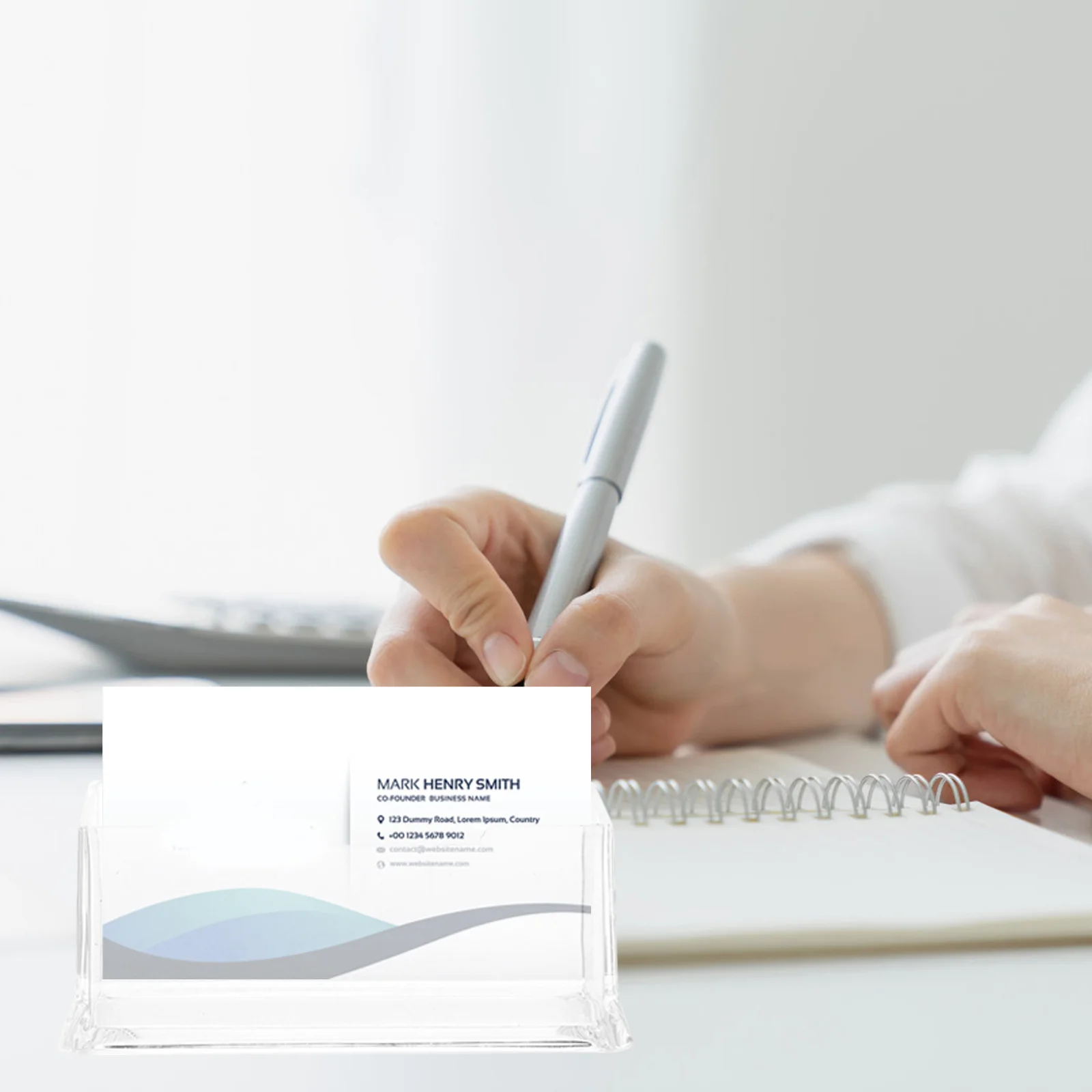 

6Pcs Business Card Holder Transparent Plastic Desktop Display Stand Large Capacity Desktop Organizer Office Business Card