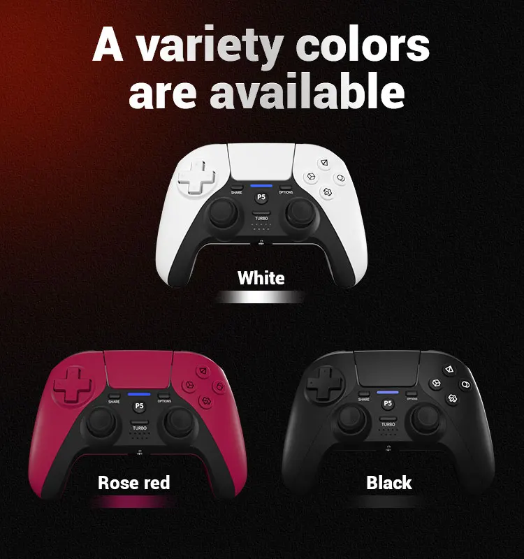 P5 for Ps5 Gamepad PC Controller Wireless Motion Sensor Dual Motor Vibration Turbo Function Integrated Speaker Share Button