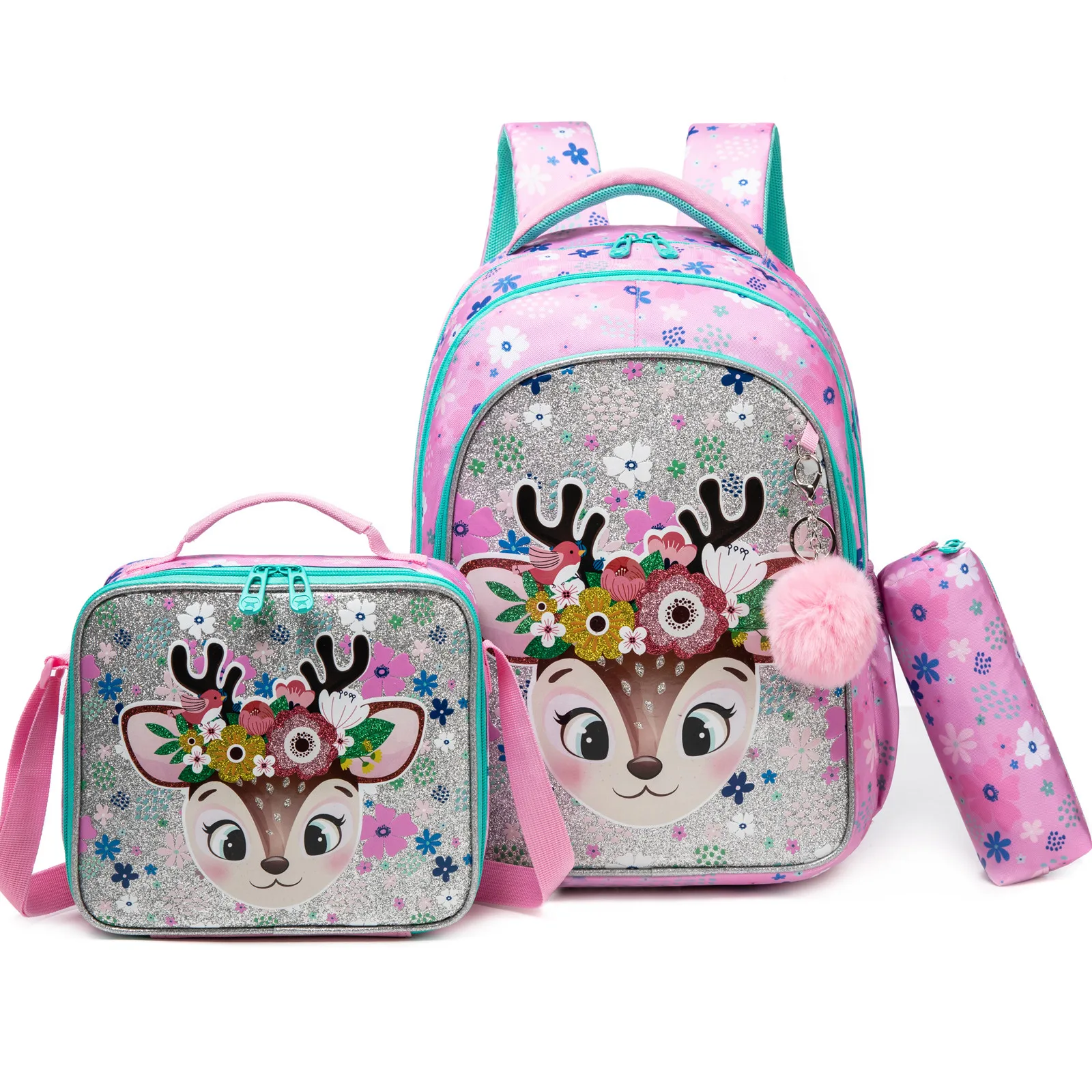 3PCS Backpack Set for Kids School Bag with Lunch Bag Large Capacity Bookbag for Elementary Student Lightweight Daypack for Travel