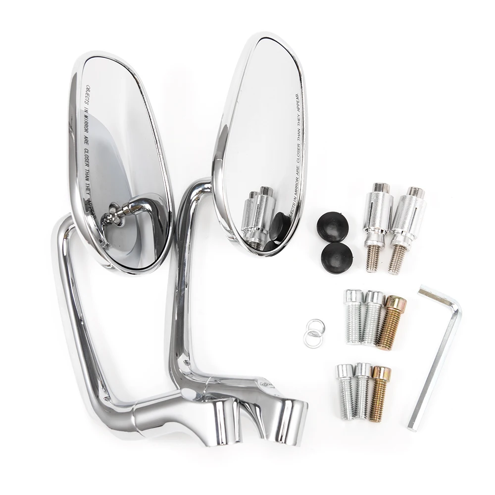 evomosa Motorcycle CHROME 8mm 10mm Rearview Mirror Universal Oval Mirror Multi Angle Adjustment EMARK Mirror - Image 2