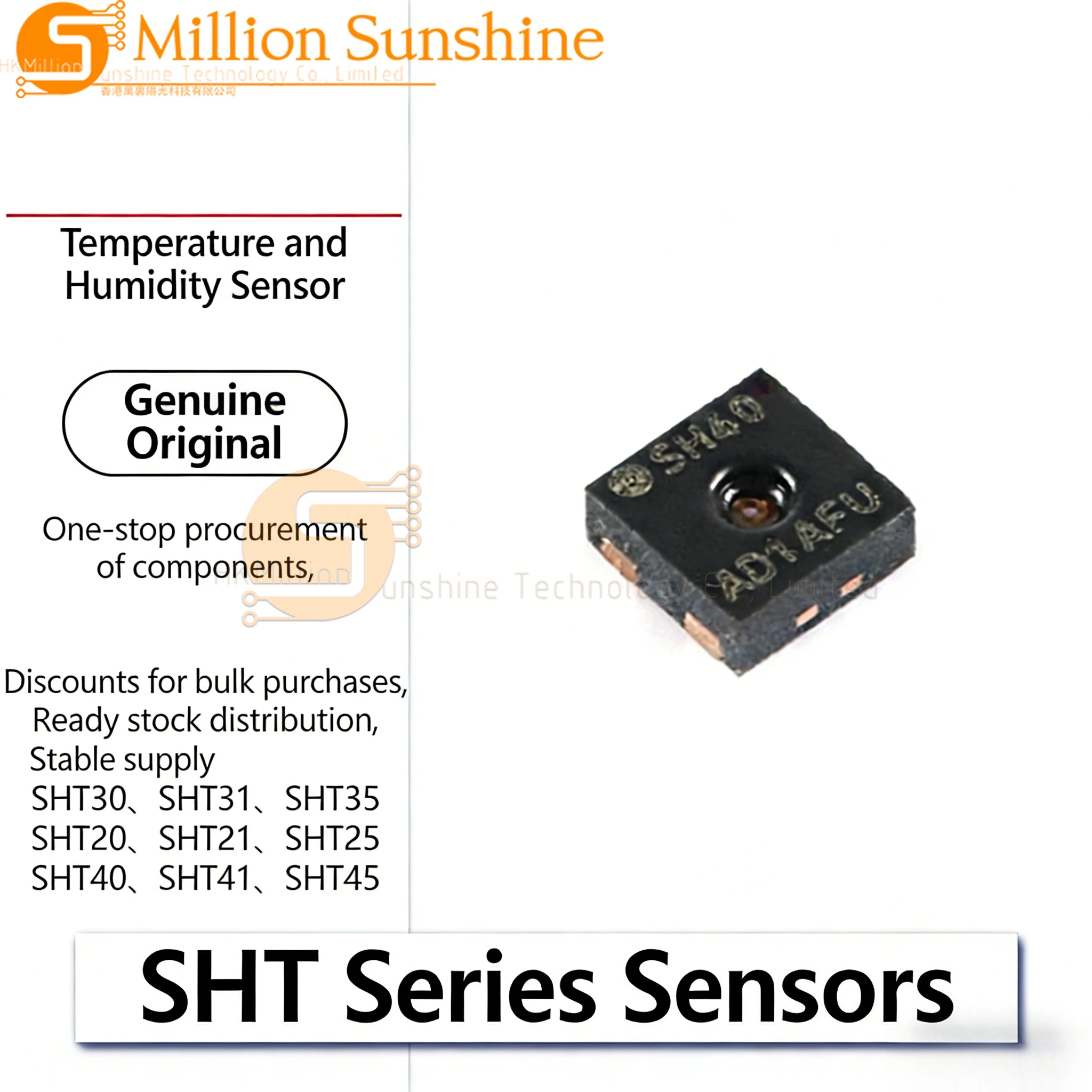 5pcs SHT30 SHT31 SHT35 SHT40 SHT41 SHT45 SHTC3 SHT20 SHT21 SHT25 Digital Temperature Humidity Sensor IC New Original