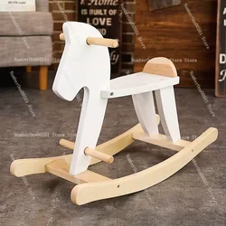 New Children's Rocking Horse Safety Rocking Horse Nordic Style Pure Wooden Wooden Horse Baby Toy Birthday Gift