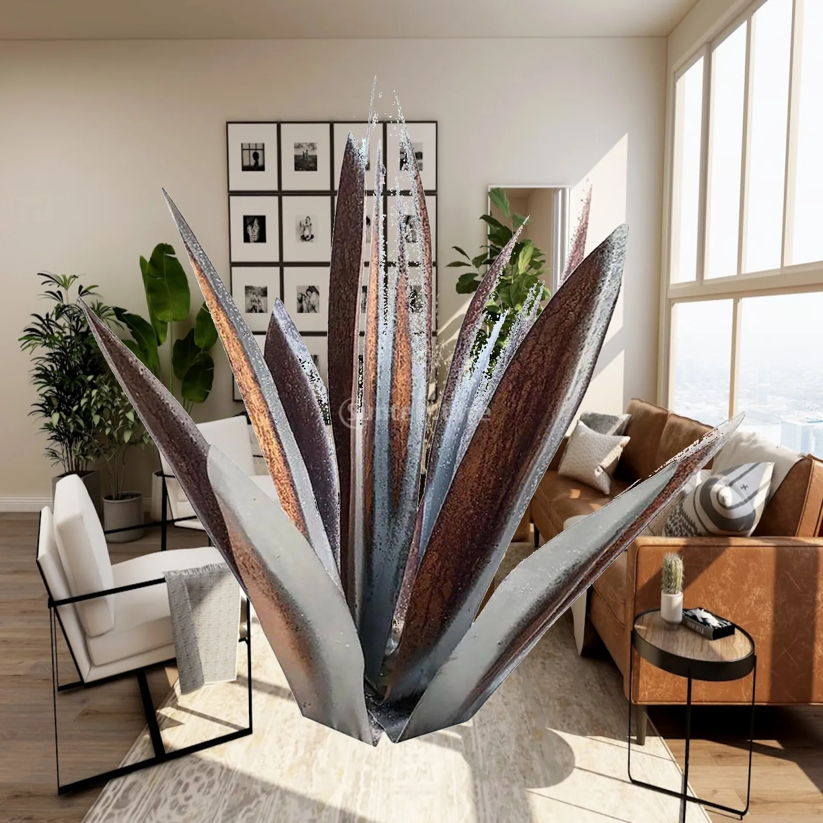 1pc Artificial Snake Plant Agave Plant Hand Painted Art Office Store Decoration Statue Figurines Yard Stakes Accessories