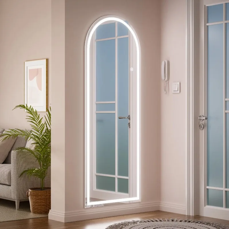 Smart arched full-length mirror, vertical large illumination mirror, modern wall-mounted frameless high definition mirror